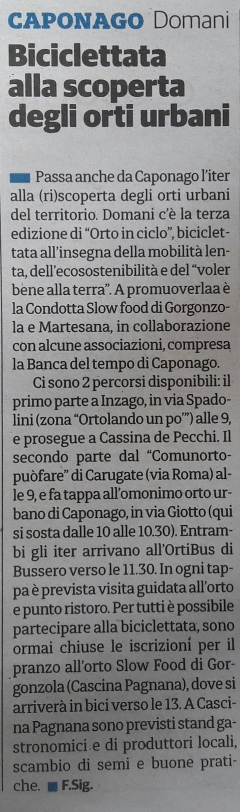 articolo Orto in ciclo cittadino 2017